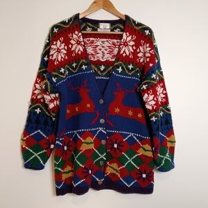 Mackinaw Inc Vintage Hand  Framed Wool/Cotton Cardigan Sweater